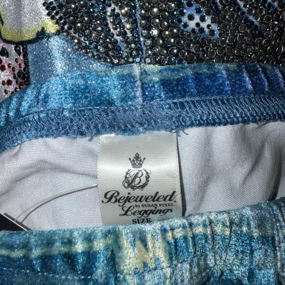 Blue Shimmery Jeggings with Swarovski Rhinestones - Picture 7 of 7